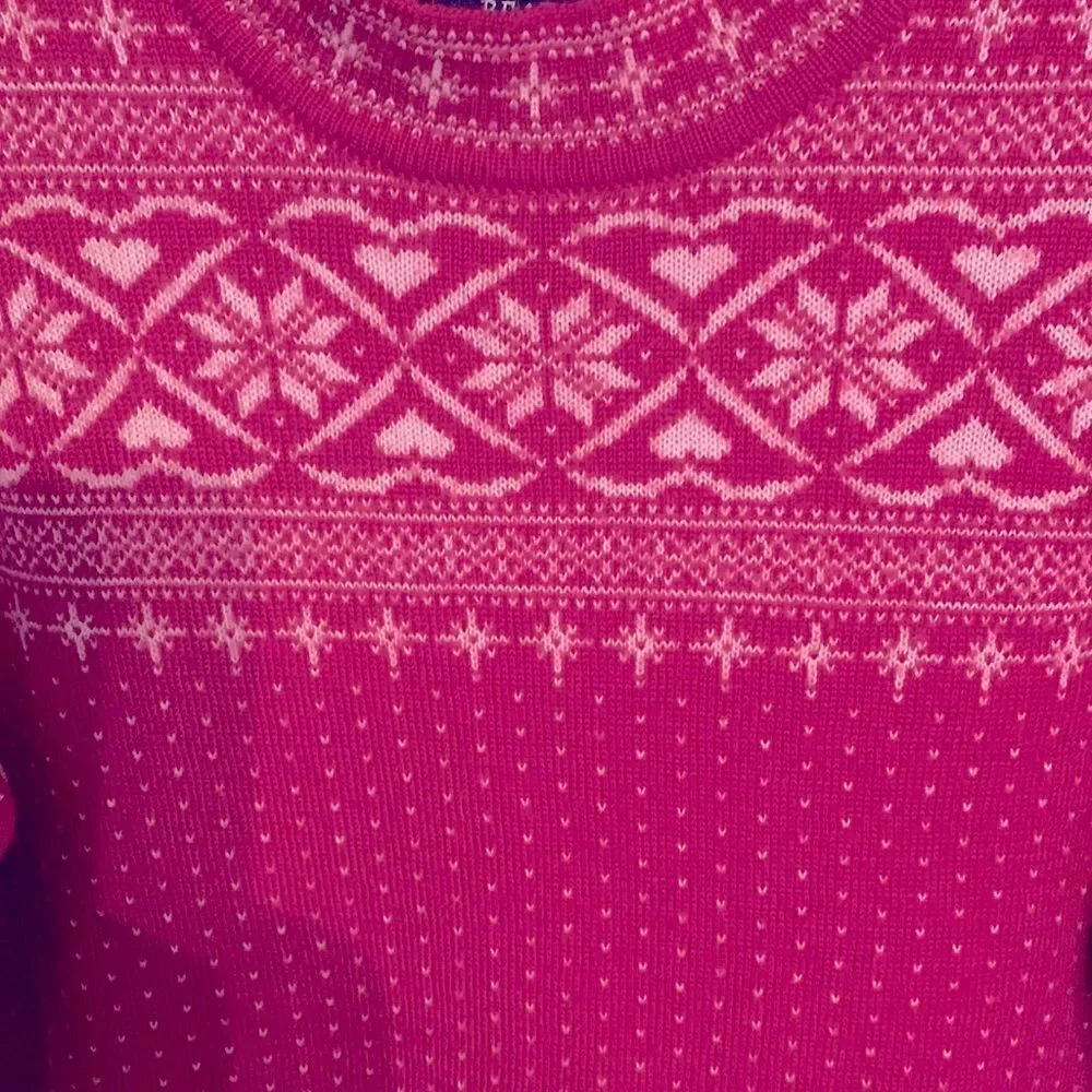 Rugged Bear Girls Sweater Pink Nordic Wool Blend - Size 10 - Picture 3 of 7